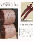 Ceramic hair roller set with red rollers and clips on a beige background, featuring Slik N Sleek branding.