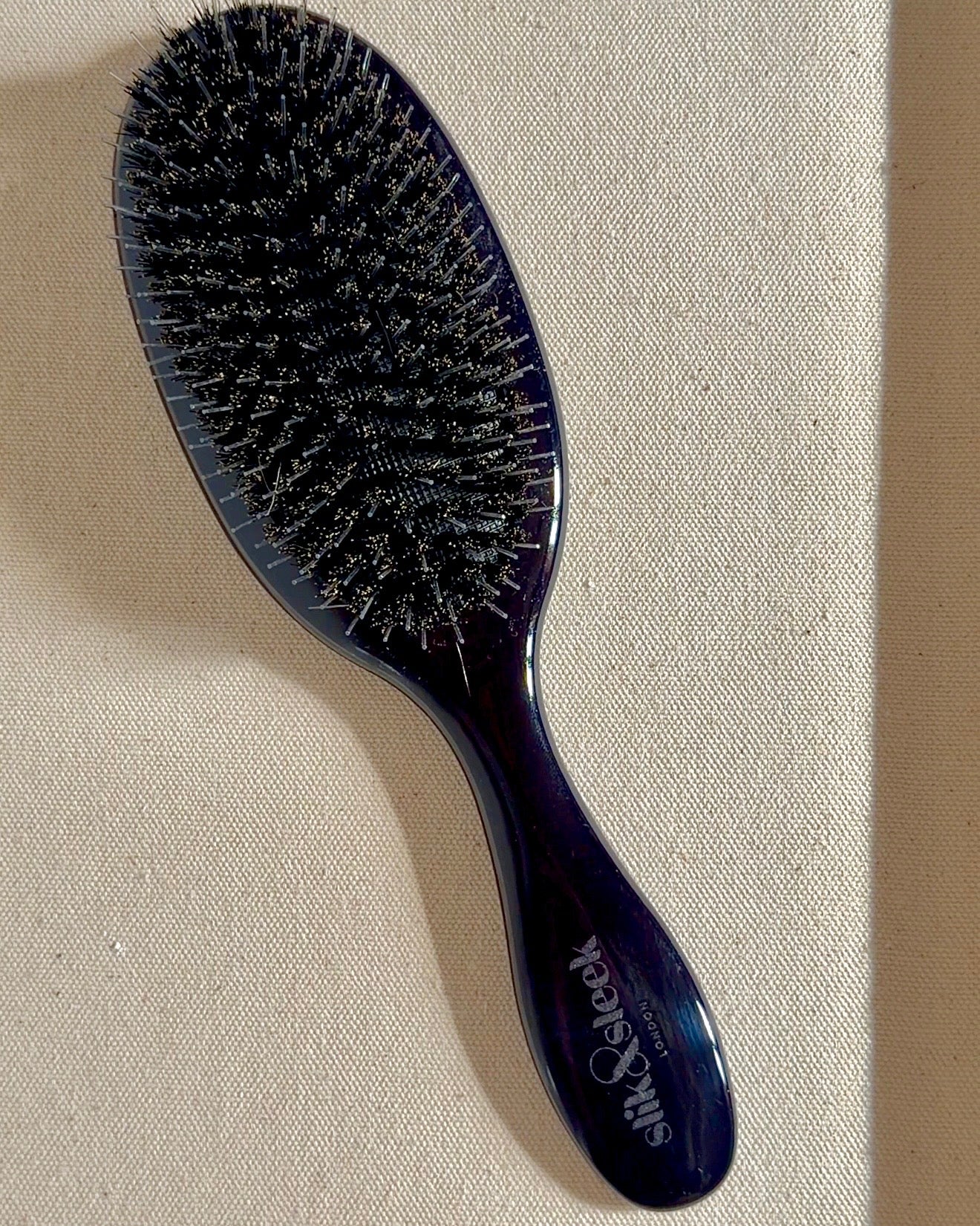 Black hairbrush with mixed boar and nylon bristles for hair growth  - Slik &amp; Sleek London trichologist approved brushes