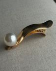 Gold hair clip with a pearl for bridal hair or wedding hair 