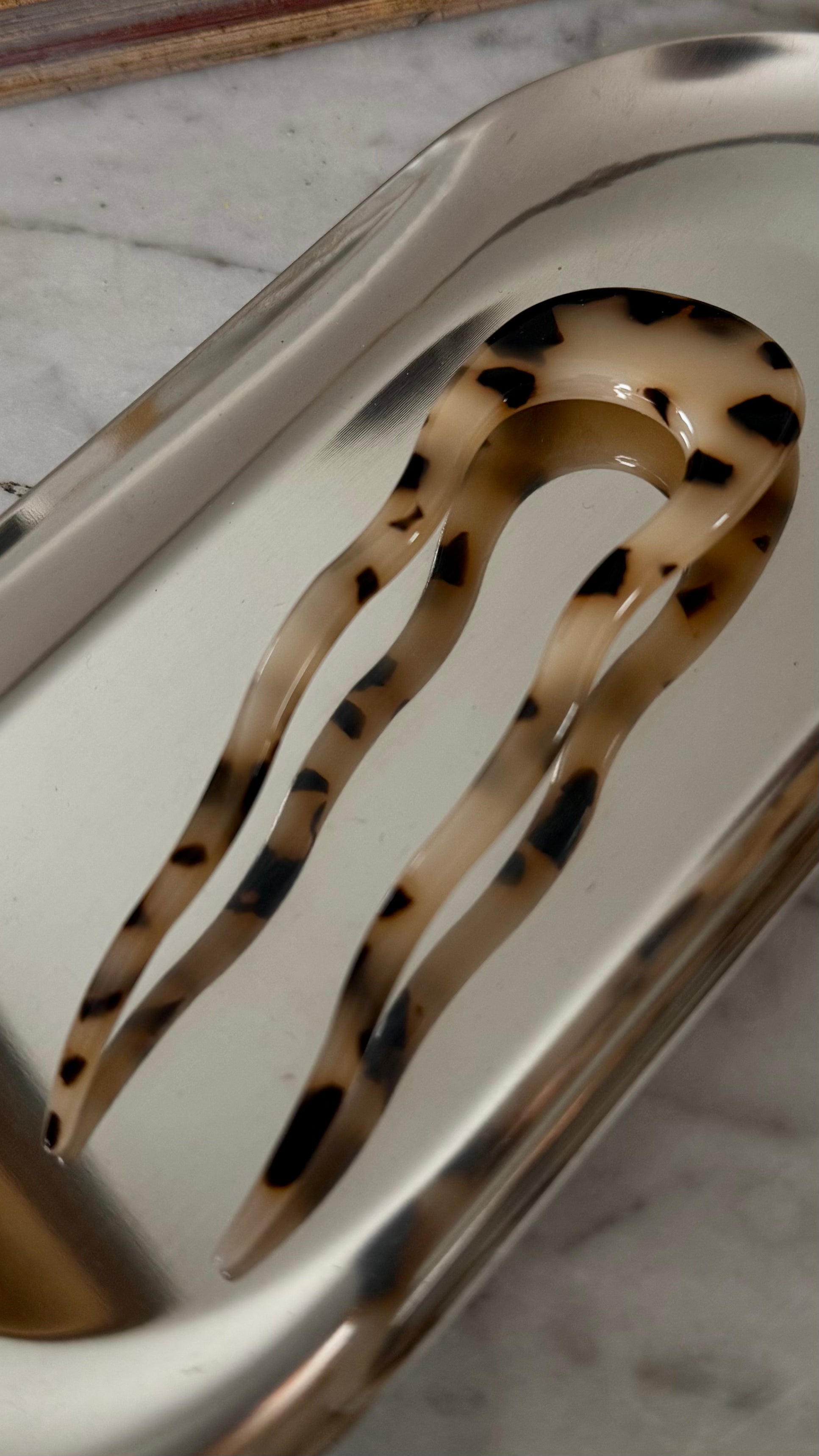 Slik and Sleek French Hair Pin in Tortoise Shell, eco-friendly hair accessory for thick hair