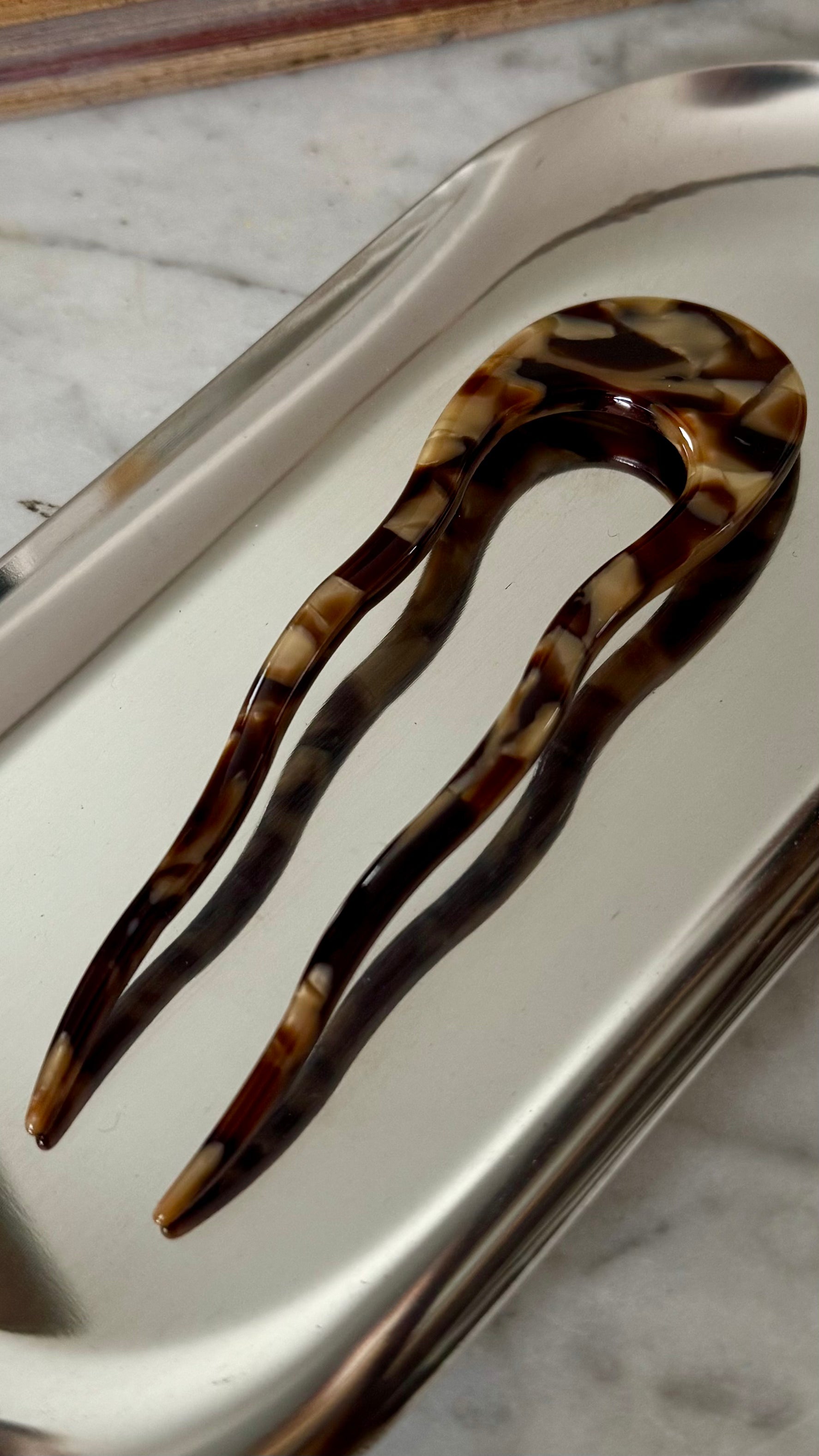 Slik and Sleek French Hair Pin in Tortoise Shell, eco-friendly hair accessory for thick hair