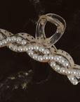 Strong hold elegant pearl claw clips for bridal hair 